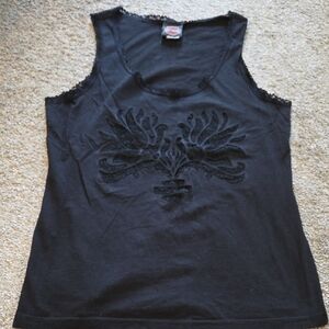 Harley-Davidson Black Lace-Trim Burnout Graphic Tank